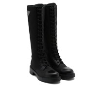 Prada Stiefel aus Gebürstetem Leder Und Re-nylon, Damen