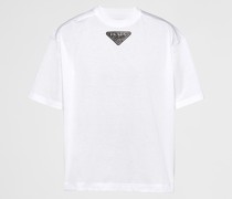 Prada T-shirt aus Jersey Und Re-nylon, Herren, Weiss, Größe L