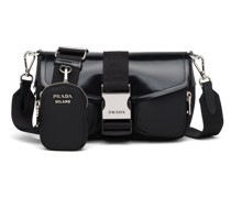 Prada Pocket Tasche aus Nylon Und Gebürstetem Leder