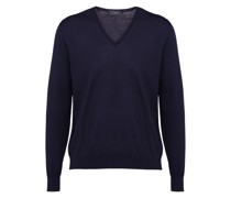 Worsted Wool V-Neck Sweater