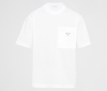 Prada T-shirt aus Re-nylon Und Jersey, Herren, Weiss, Größe L
