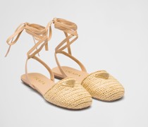 Prada Flache Gehäkelte Sandalen, Damen