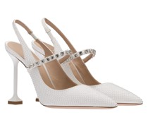 Slingback-pumps aus Satin mit Kristallen, Damen