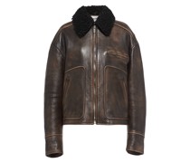 Jacke aus Nappa-leder mit Kragen aus Lammfell, Damen