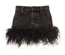 Minirock aus Denim mit Federn, Damen
