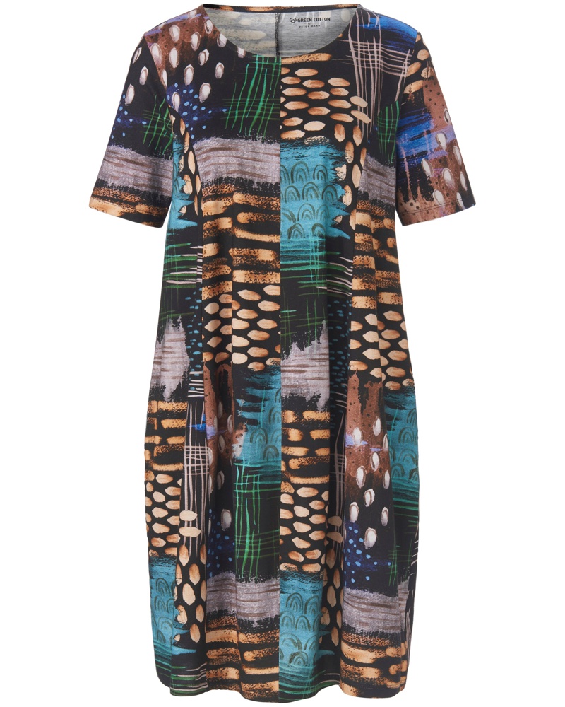 Green Cotton Damen Jersey-Kleid