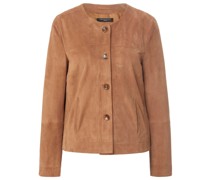 Lederjacke mit Rundhals-Ausschnitt