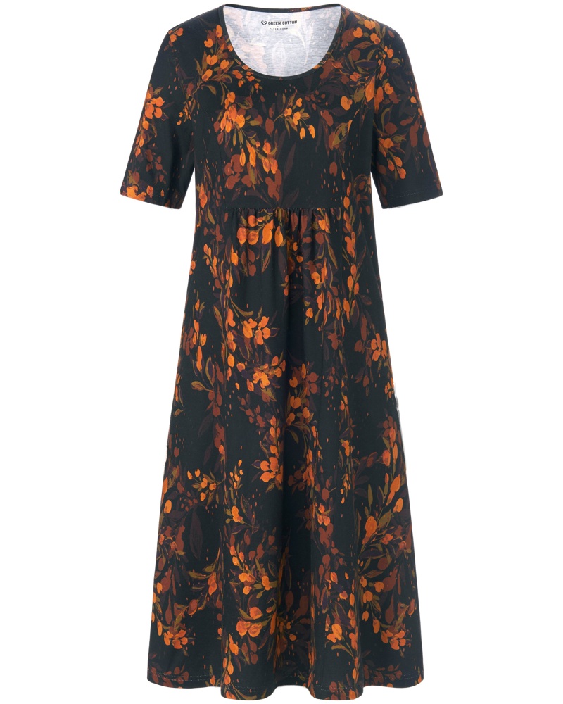 Green Cotton Damen Jersey-Kleid