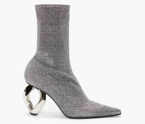 CHAIN HEEL ANKLE SOCK BOOTS