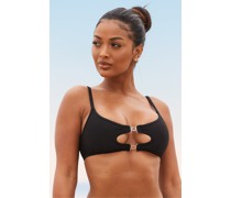 Cali Texturiert Bikini Oberteil - Schwarz