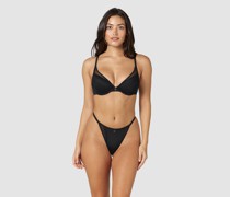 Classic Plunge T-shirt BH und String/Slip Set - Schwarz