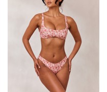 Doppelseitiges Plunge Bikini-Oberteil - Rosa/Floral