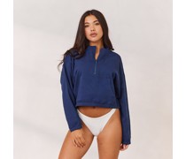 Varsity Pullover mit Viertel-Zip - Marineblau