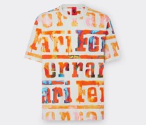 Ferrari T-shirt Aus Baumwolle Mit „graffiti Multicolor“-print  Gips