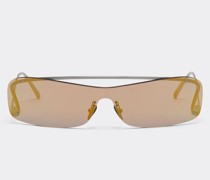 Ferrari Ferrari Sonnenbrille Mit Rosafarbenen, Goldfarben Verspiegelten Gläsern  Silber