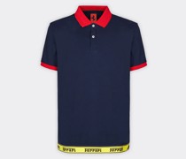 Poloshirt für Herren aus Bio-baumwolle mit Ferrari-logotape Man Navy Blu