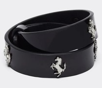 Schwarzes Armband aus Lackleder mit Nieten Unisex Schwarz