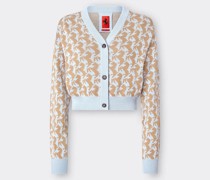Mikro-cardigan aus Seide und Baumwolle Woman Azurblau