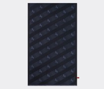 Schal aus Wolle und Seide mit „cavallino Rampante“-muster Unisex Navy Blu
