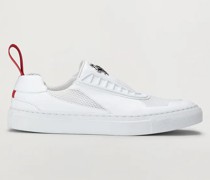 Slip-on-sneakers für Damen aus Leder mit „cavallino Rampante“-emblem Woman Weiß