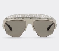 Ferrari Ferrari Sonnenbrille Mit Silberfarben Verspiegelten Gläsern  Weiß