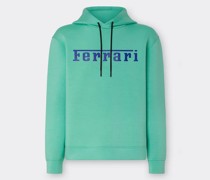 Ferrari Sweatshirt Aus Scuba-gewebe Mit Ferrari-logo In Kontrastoptik  Aquamarin