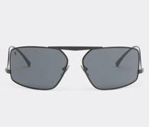 Ferrari Ferrari Sonnenbrille Aus Schwarzem Metall Mit Grauen Gläsern  Schwarz
