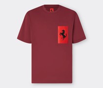 Ferrari T-shirt Aus Baumwolle Mit Tasche Mit Cavallino Rampante  Bordeaux