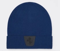 Wollmütze mit Logo-aufnäher mit Cavallino Rampante Unisex Blu Scozia
