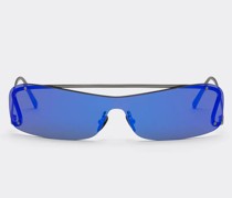Ferrari Ferrari Sonnenbrille Mit Dunkelgrauen, Blau Verspiegelten Gläsern  Silber