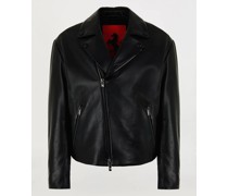 Bikerjacke aus Leder mit Graphen-wattierung für Herren Man Schwarz