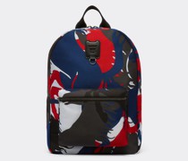 Rucksack aus Jacquardgewebe mit Camouflage-effekt Unisex Rosso Corsa