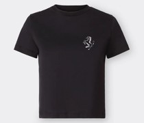 Ferrari T-shirt Aus Baumwolle Mit Cavallino Rampante  Schwarz