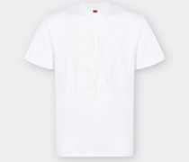 Ferrari Jungen-t-shirt Aus Biobaumwolle Mit „cavallino Rampante“  Weiß