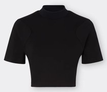 Einfarbiges T-shirt Im Cropped-schnitt Woman Schwarz