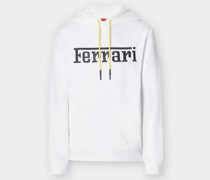 Ferrari Sweatshirt Aus Recyceltem Scuba Mit Gesticktem Maxi-logo  Weiß