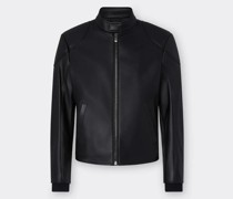 Lederjacke mit Gepolsterten Schultern Man Schwarz