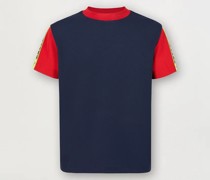 Ferrari T-shirt Für Jungen Aus Recyceltem Technischem Pikee Mit Ferrari-logotape  Navy Blu