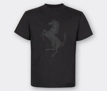 Ferrari Jungen-t-shirt Aus Biobaumwolle Mit „cavallino Rampante“  Schwarz