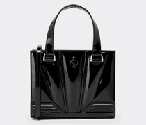 Mini-tasche aus Lackleder mit „cavallino Rampante“ Unisex Schwarz