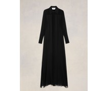 Langes Kleid mit Hemdkragen Schwarz für Frauen