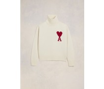 Pullover mit rotem Ami de Cœur Logo Weiß Unisex