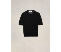 T-Shirt mit Rundhalsausschnitt aus Bouclé Schwarz für Männer