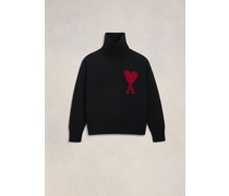 Pullover mit rotem Ami de Cœur Logo Schwarz Unisex
