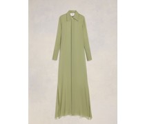 Langes Kleid mit Hemdkragen Grün für Frauen