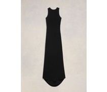 Langes Kleid mit Schrägschnitt Schwarz für Frauen