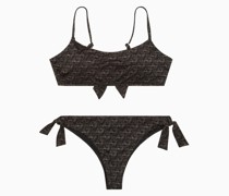 Bralette-bikini mit Allover-logo