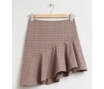 Asymmetrischer Schößchen-Rock mit Rüschen - Beige