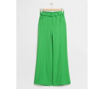 Hoch Sitzende Hose mit Biesenfalten - Grün