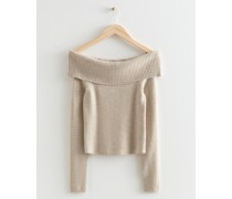 Schulterfreies Stricktop - Beige